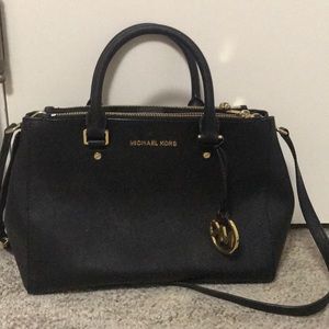 Black Michael Kors Sutton Safiano leather purse